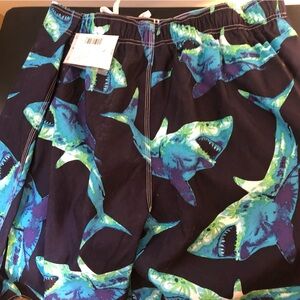 Joe Boxer Men’s XL Swim Trunks Sharks The Jaws Navy Blue NEW $38